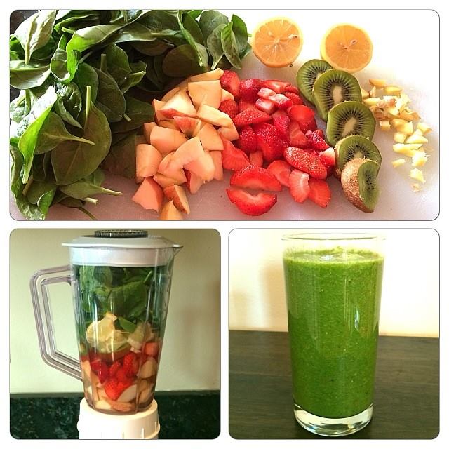 5min Kiwi Strawberry Spinach Smoothie!